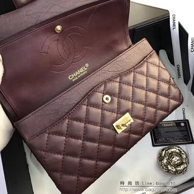 香奈兒CHANEL 225 進口大象紋胎牛皮金銀扣單肩斜挎鏈條包 DSC2035